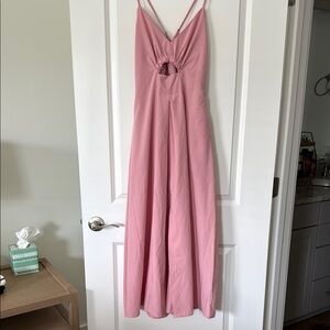 Pink Spaghetti Strap Backless Sundress for Weddings